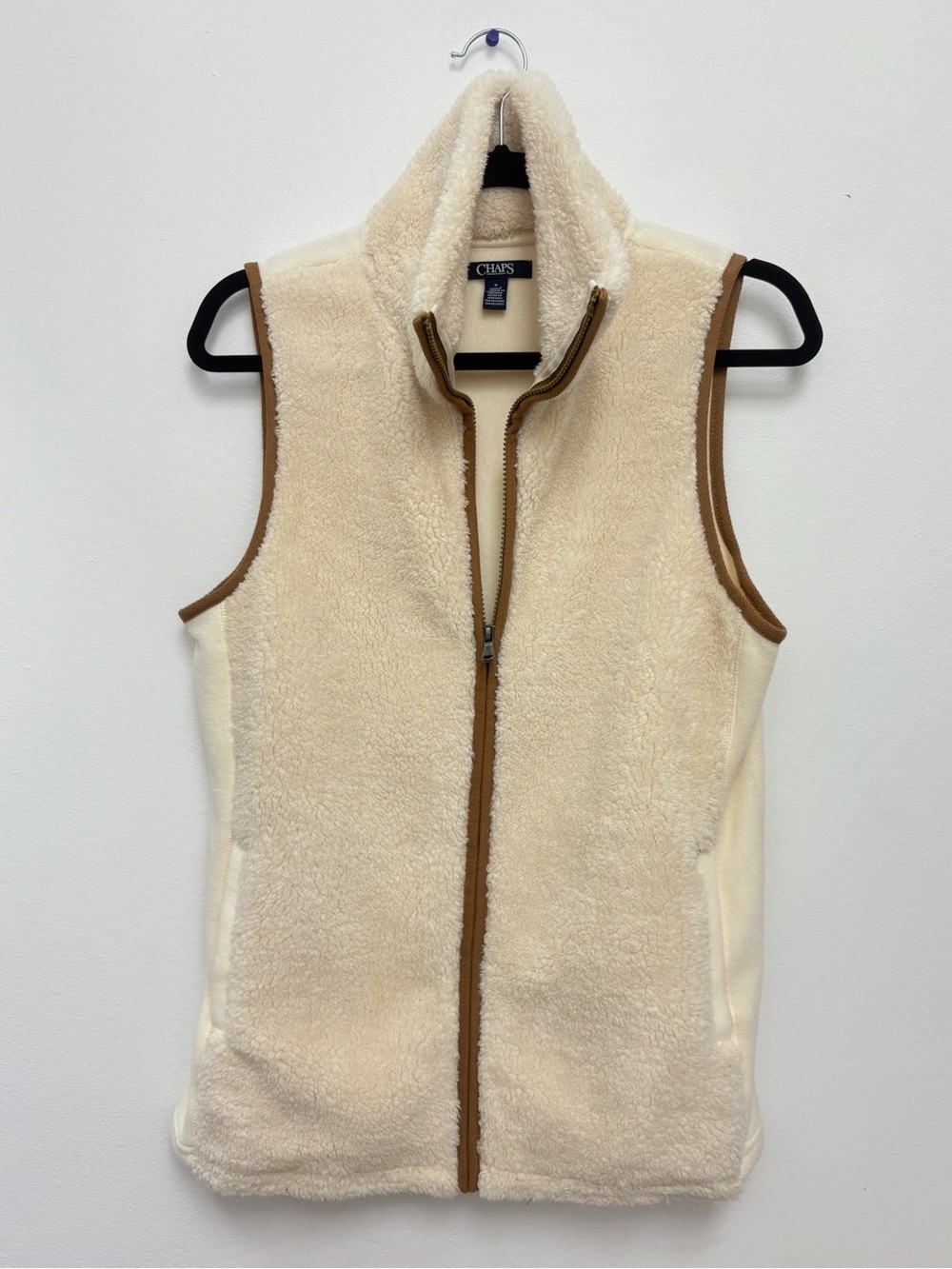 Chaps Sleeveless Beige Sherpa Vest Jacket Size M